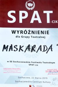 MASKARADA wyróżniona na Festiwalu SPAT