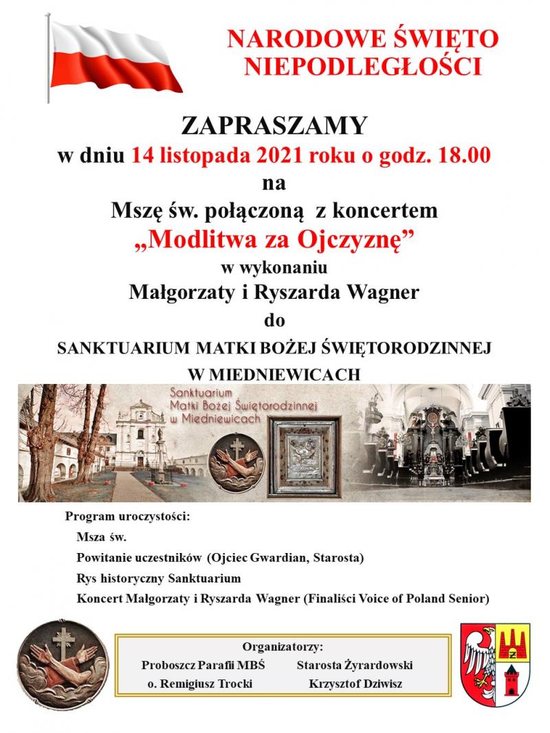 Zaproszenie na koncert  "Modlitwa za Ojczyznę"