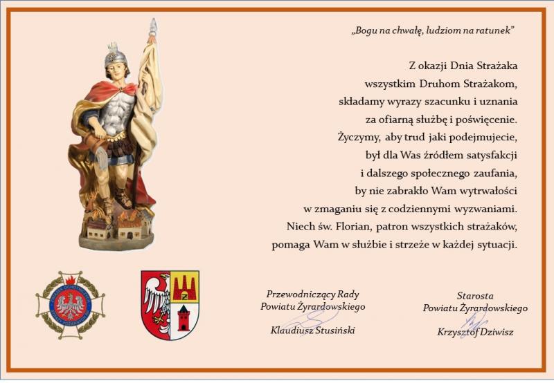 Życzenia dla Druhów Strażaków