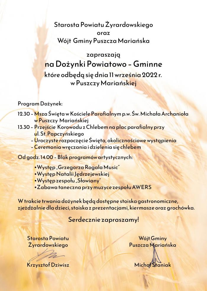 Zapraszamy na Powiatowo-Gminne Dożynki!