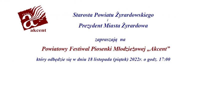 Zaproszenie do udziału w Festiwalu Piosenki Młodzieżowej "Akcent"