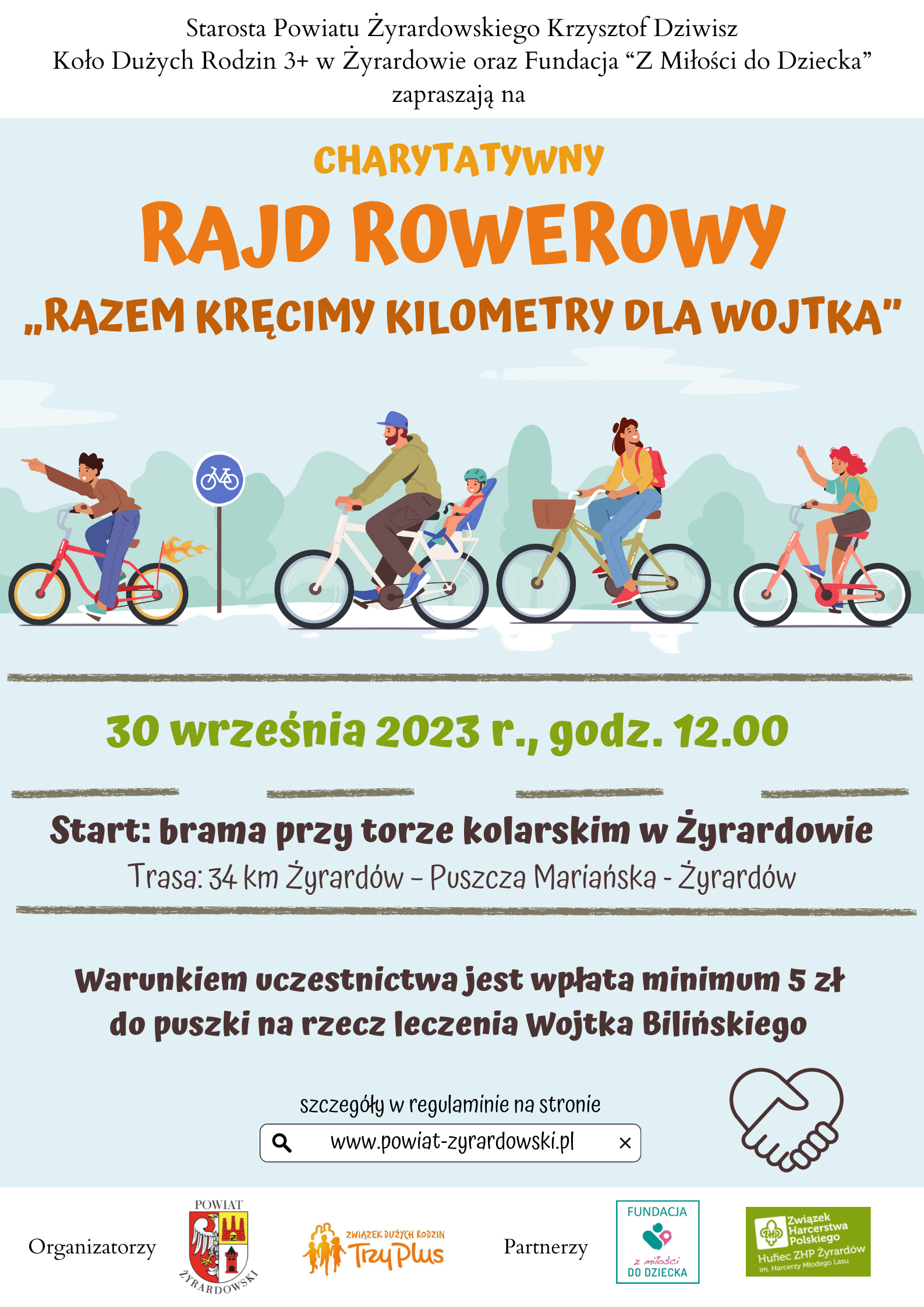 Charytatywny rajd rowerowy „Razem kręcimy kilometry dla Wojtka”